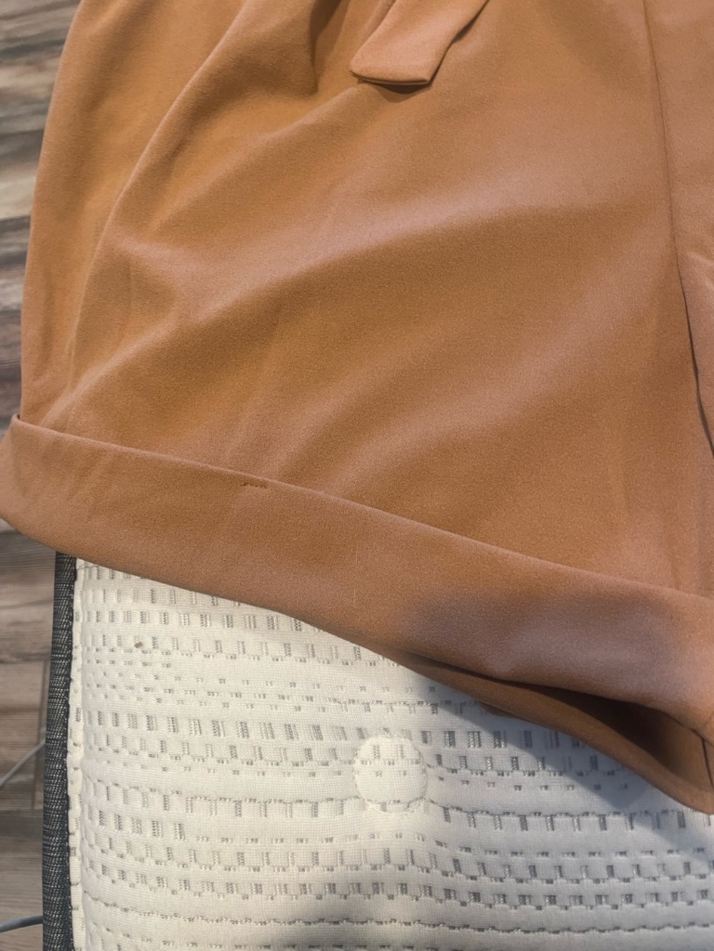 Haute Monde High-Waist Paperbag Shorts in Camel Brown - Picture 5 of 6